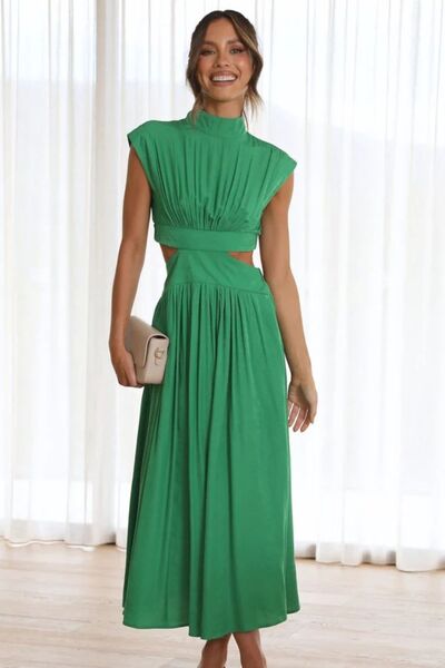 Cutout Mock Neck Sleeveless Dress |1mrk.com