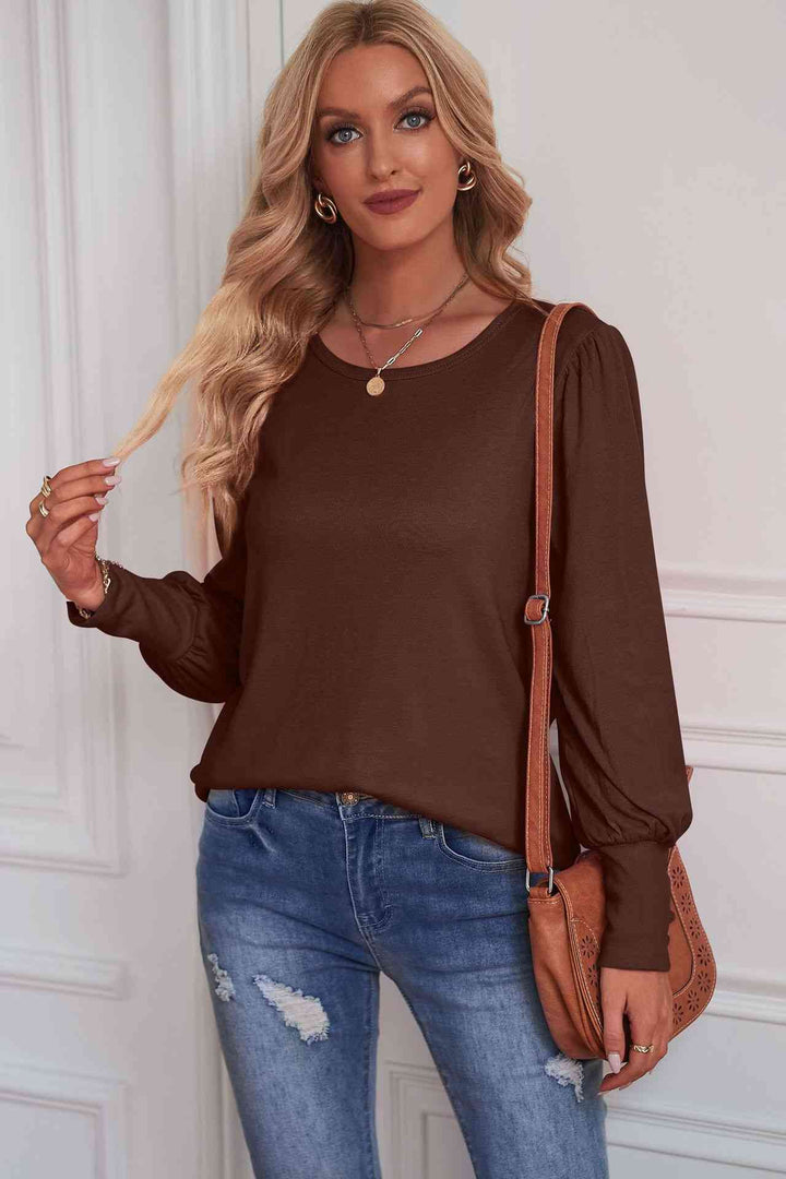 Round Neck Puff Sleeve T-Shirt | 1mrk.com