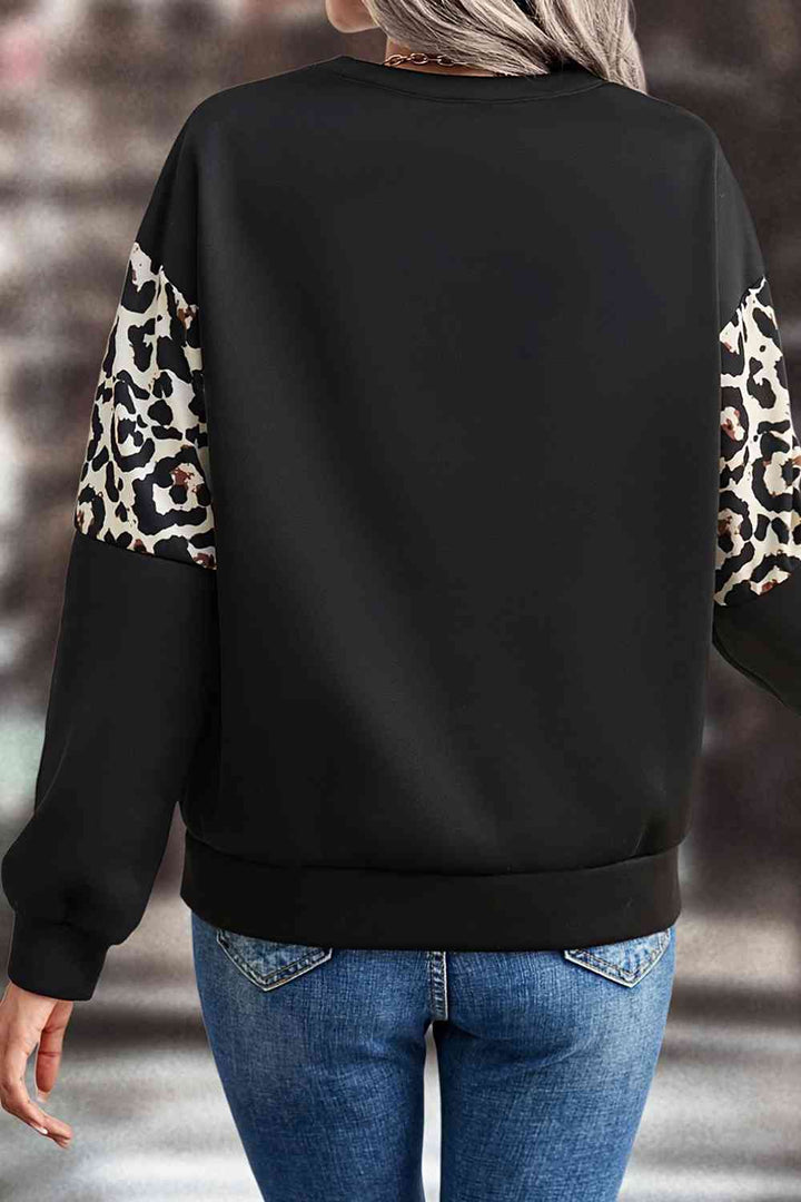 Leopard Dropped Shoulder Sweatshirt | 1mrk.com