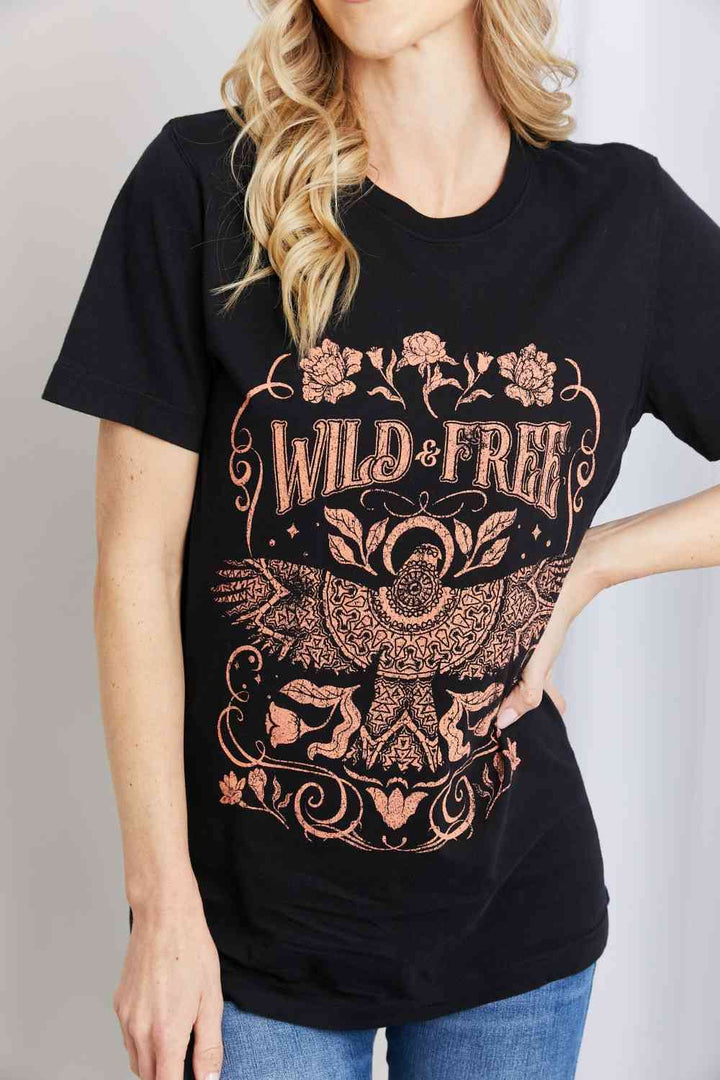 mineB Full Size WILD FREE Graphic Round Neck Tee | 1mrk.com