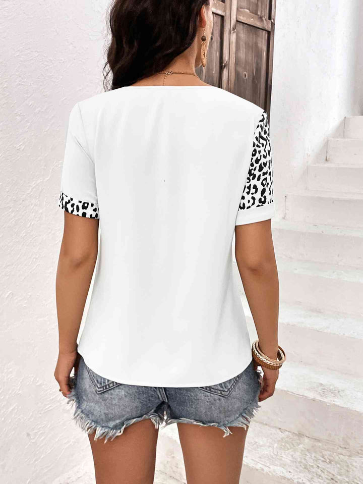 Leopard Round Neck Short Sleeve Tee | 1mrk.com