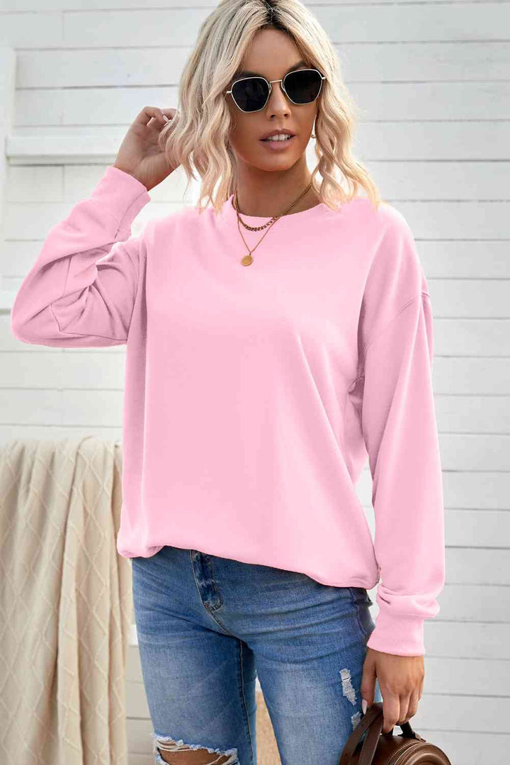 Drop Shoulder Ribbed Trim Sweatshirt |1mrk.com