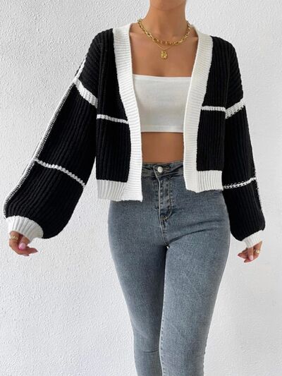 Open Front Dropped Shoulder Cardigan | Trendsi