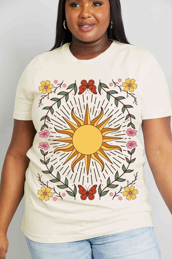 Simply Love Full Size Sun Graphic Cotton Tee | 1mrk.com