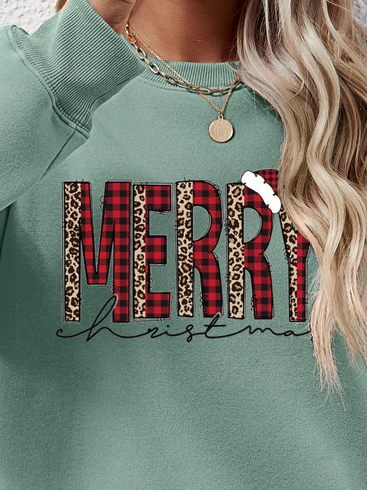 MERRY CHRISTMAS Round Neck Long Sleeve Sweatshirt | Trendsi