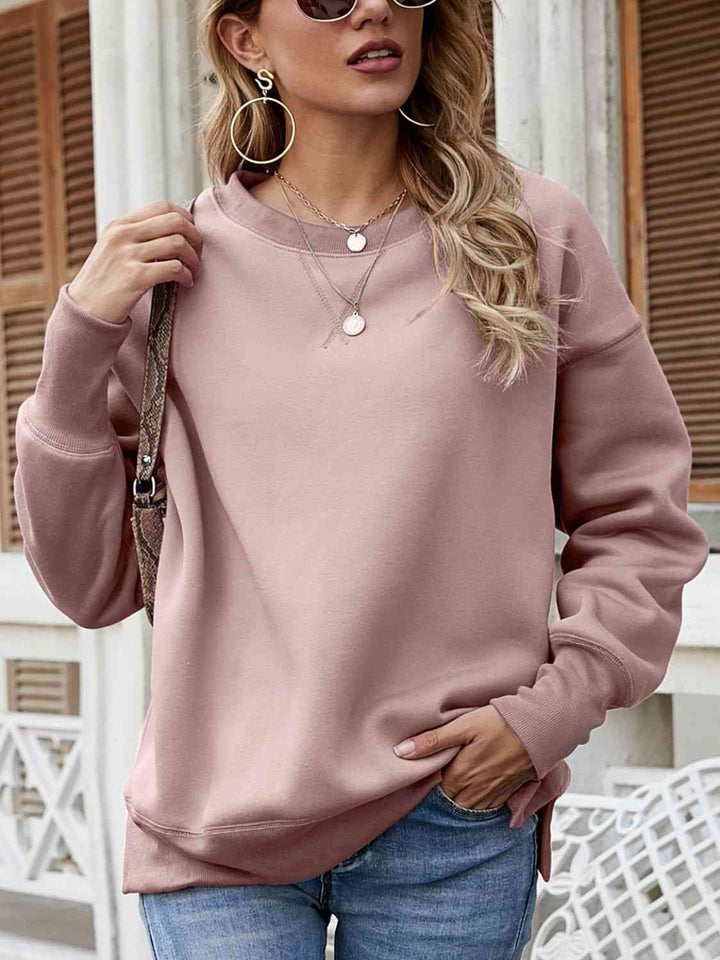 Dropped Shoulder Slit Sweatshirt |1mrk.com