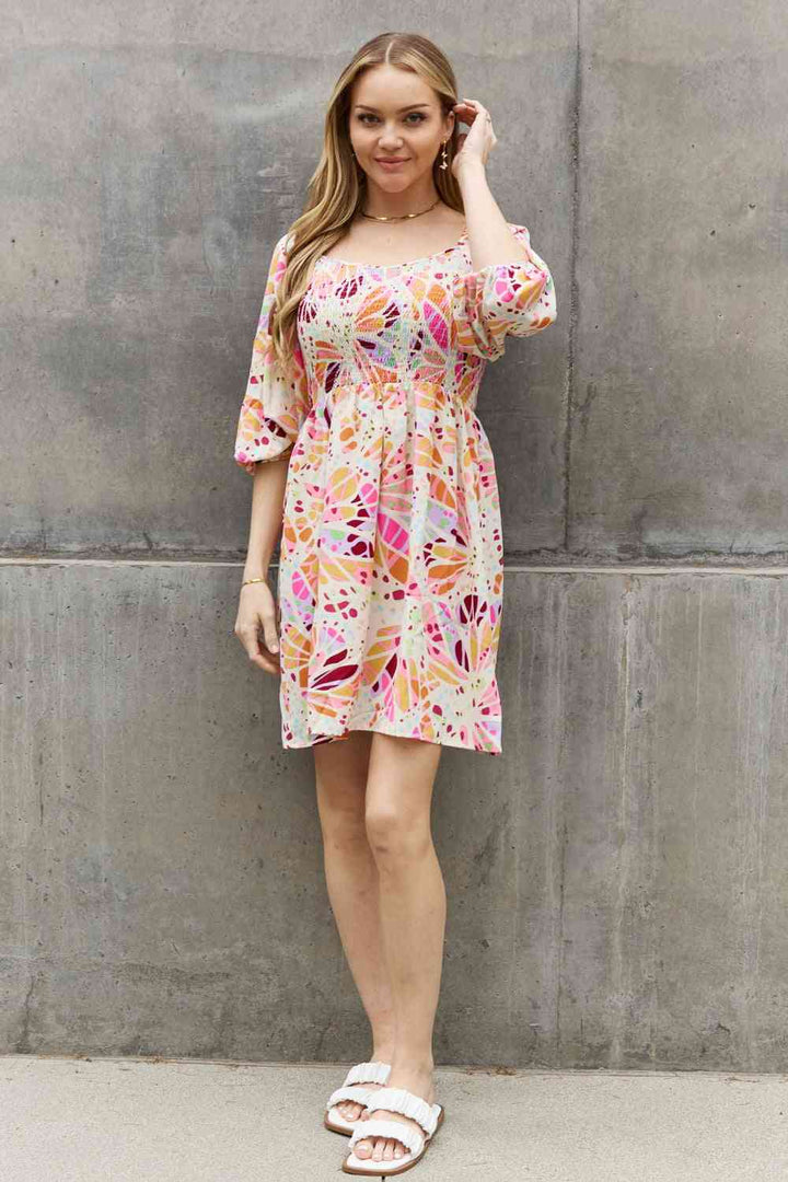ODDI Full Size Floral Print Mini Dress | 1mrk.com