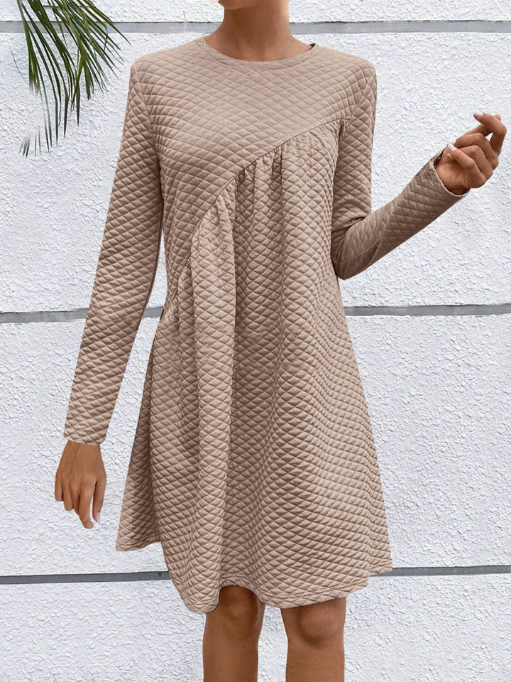 Full Size Round Neck Long Sleeve Dress | Trendsi