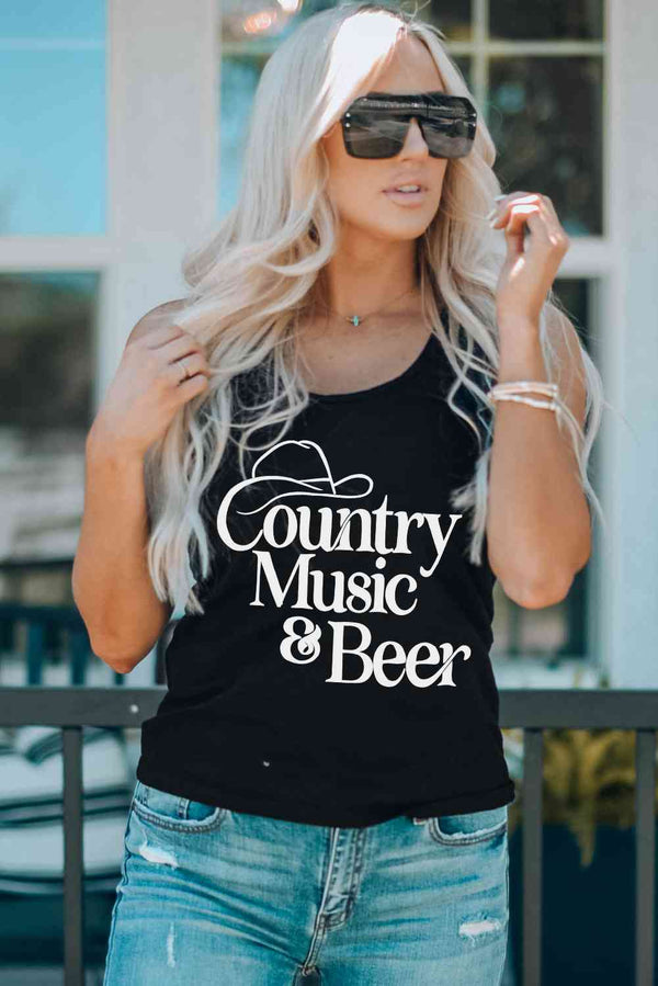 COUNTRY MUSIC & BEER Graphic Tank | 1mrk.com