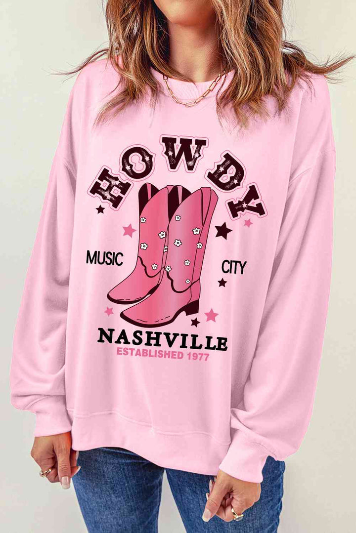 Cowboy Boots Graphic Dropped Shoulder Sweatshirt |1mrk.com