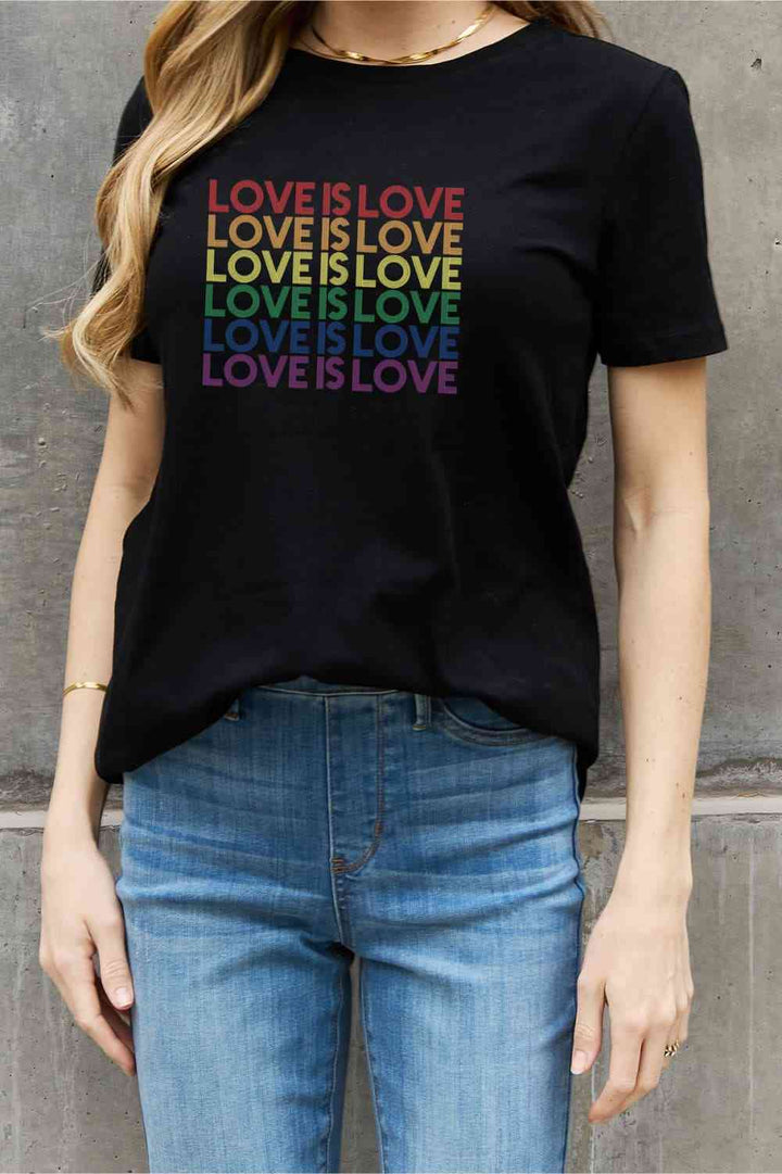 Simply Love Full Size LOVE IS LOVE Graphic Cotton Tee | 1mrk.com