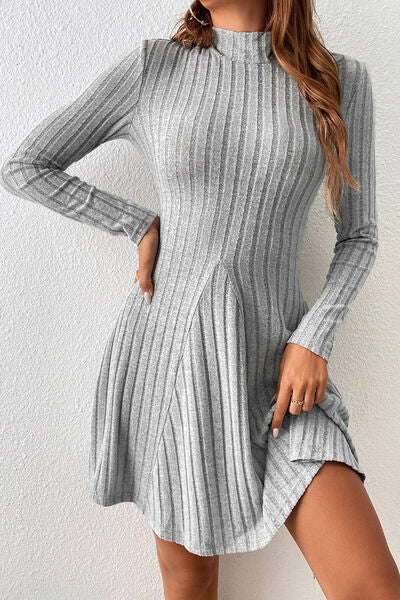 Mock Neck Long Sleeve Mini Dress |1mrk.com