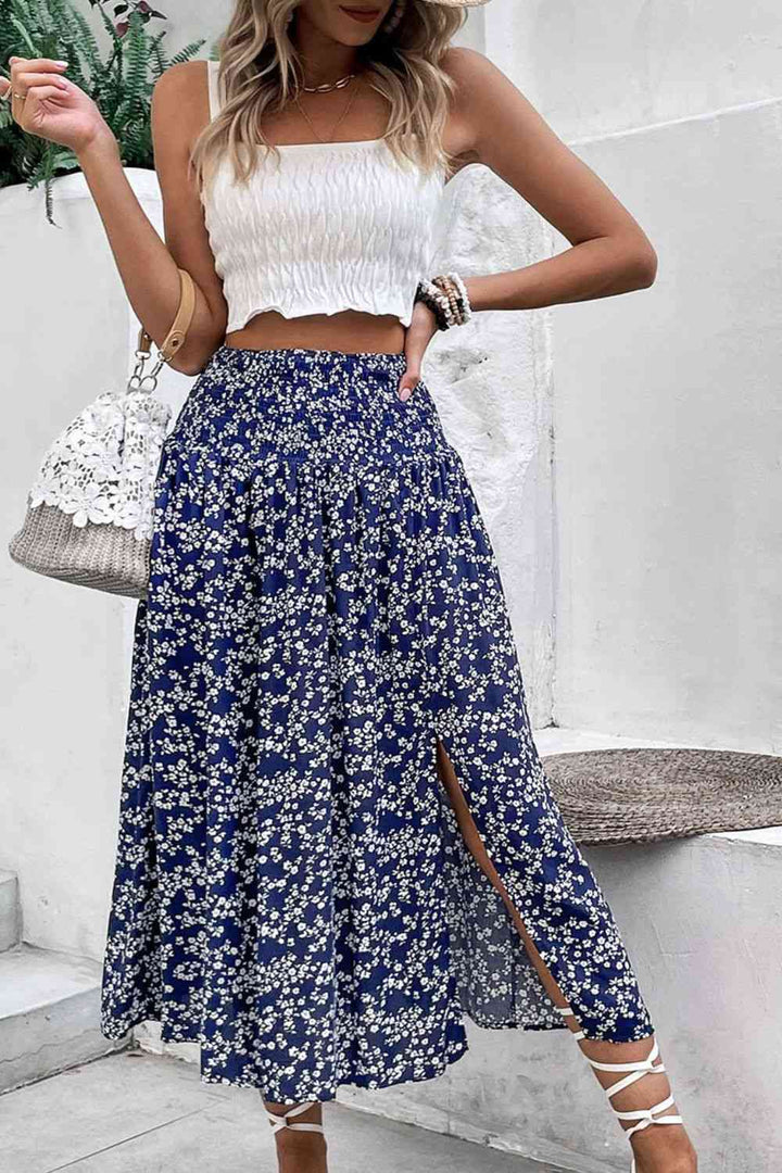 Ditsy Floral Slit High Waist Skirt |1mrk.com