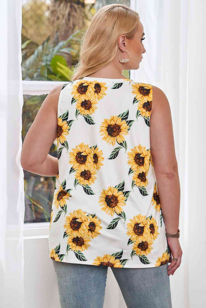 Plus Size Printed V-Neck Tank | 1mrk.com