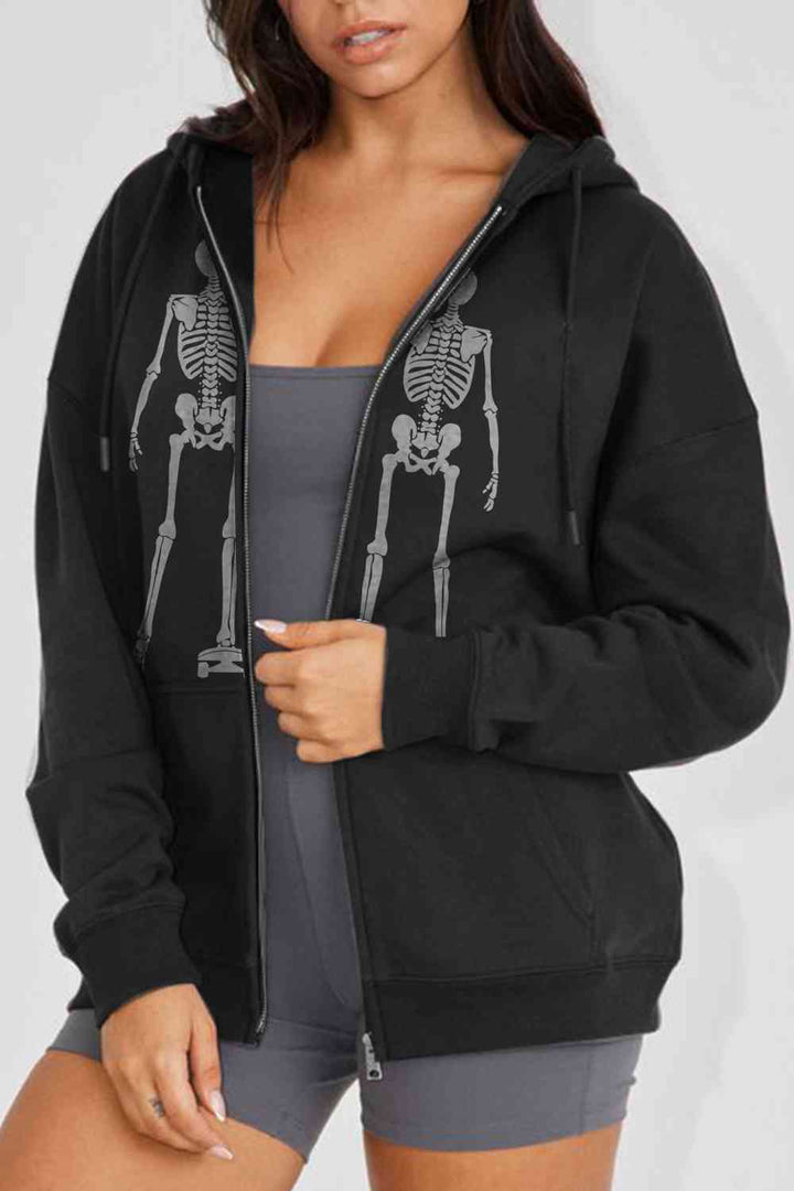 Simply Love Full Size Skeleton Graphic Hoodie | 1mrk.com