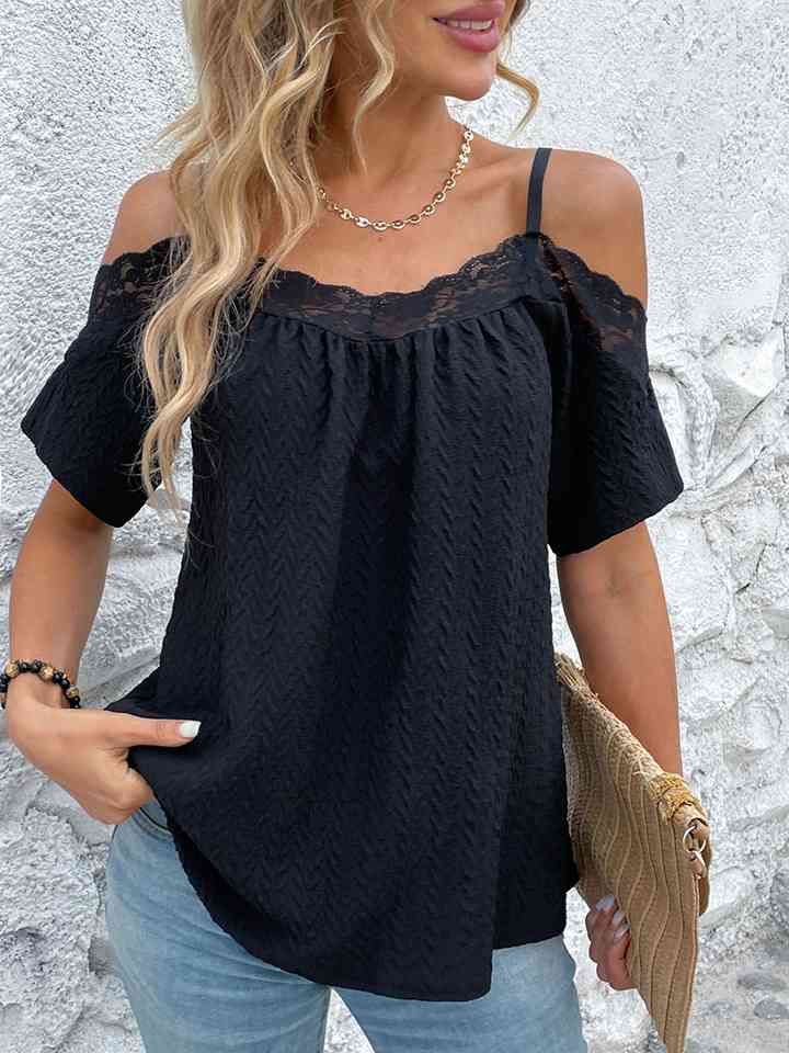 Spaghetti Strap Lace Trim Top | 1mrk.com