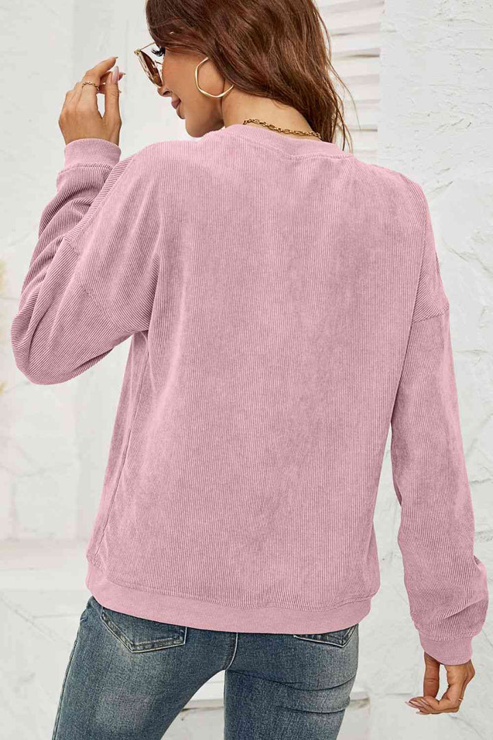 Dropped Shoulder Round Neck Sweatshirt |1mrk.com