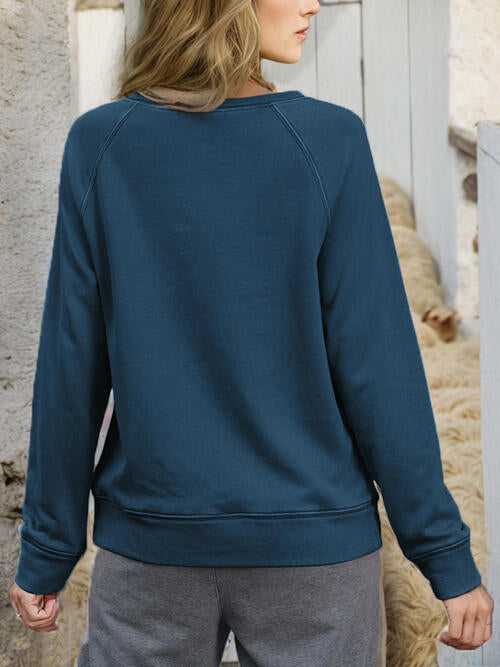 Round Neck Long Sleeve Sweatshirt |1mrk.com