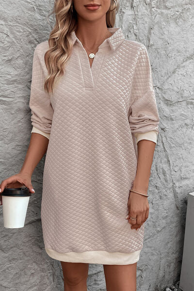 Johnny Collar Dropped Shoulder Dress |1mrk.com