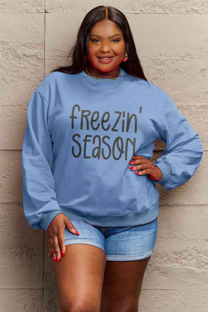 Simply Love Full Size FREEZIN' SEASON Graphic Sweatshirt |1mrk.com