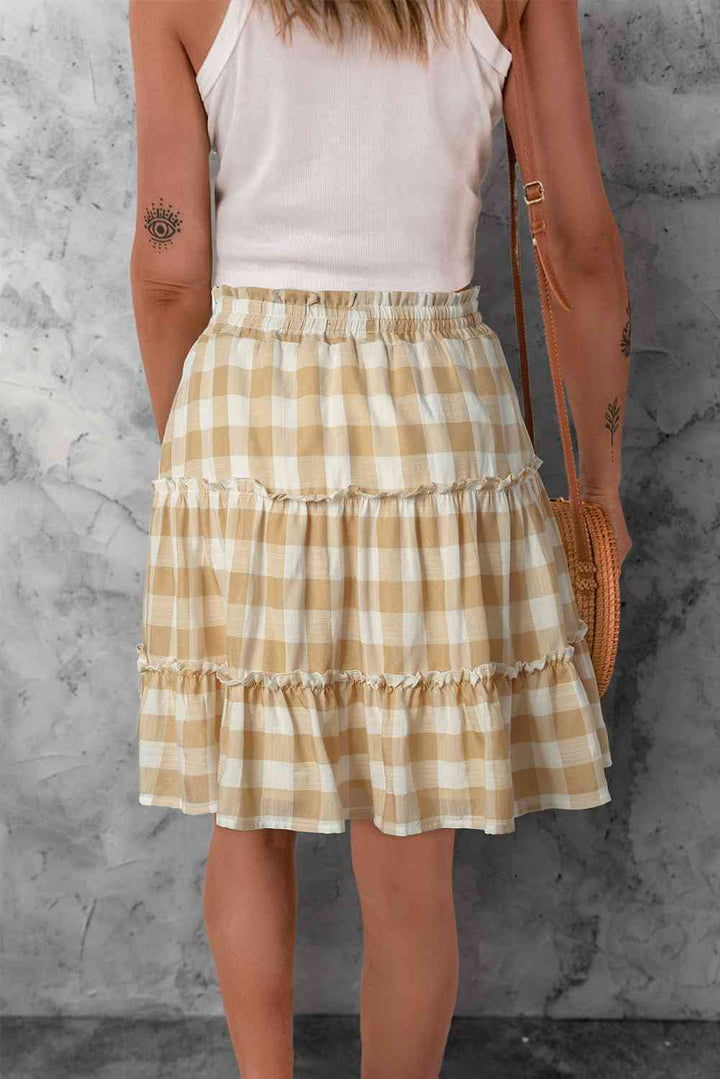 Plaid Tassel Tie Frill Trim Skirt |1mrk.com