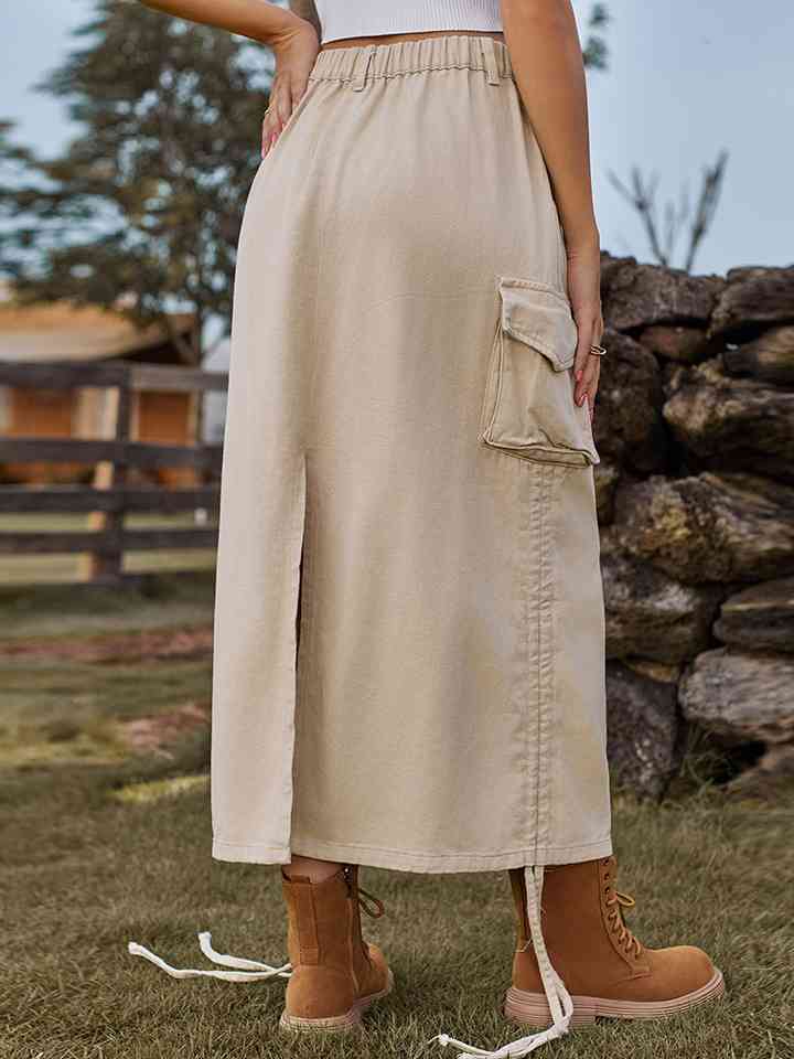 Drawstring Denim Skirt with Pockets | 1mrk.com