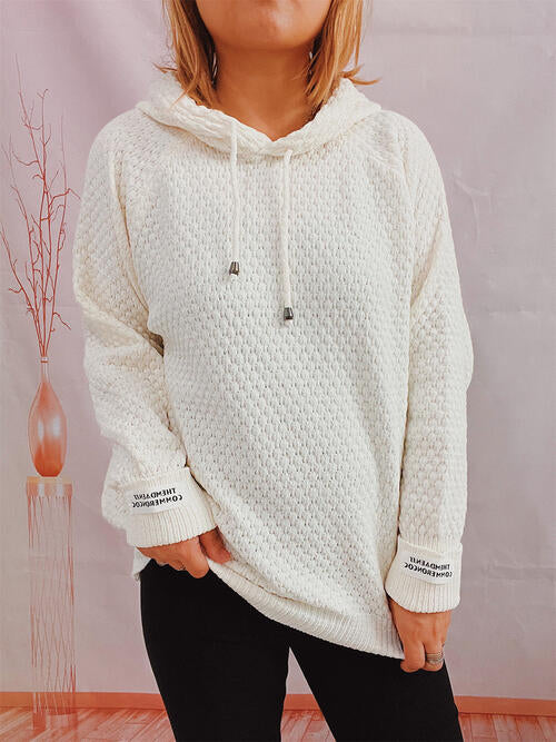 Drawstring Long Sleeve  Hooded Sweater |1mrk.com