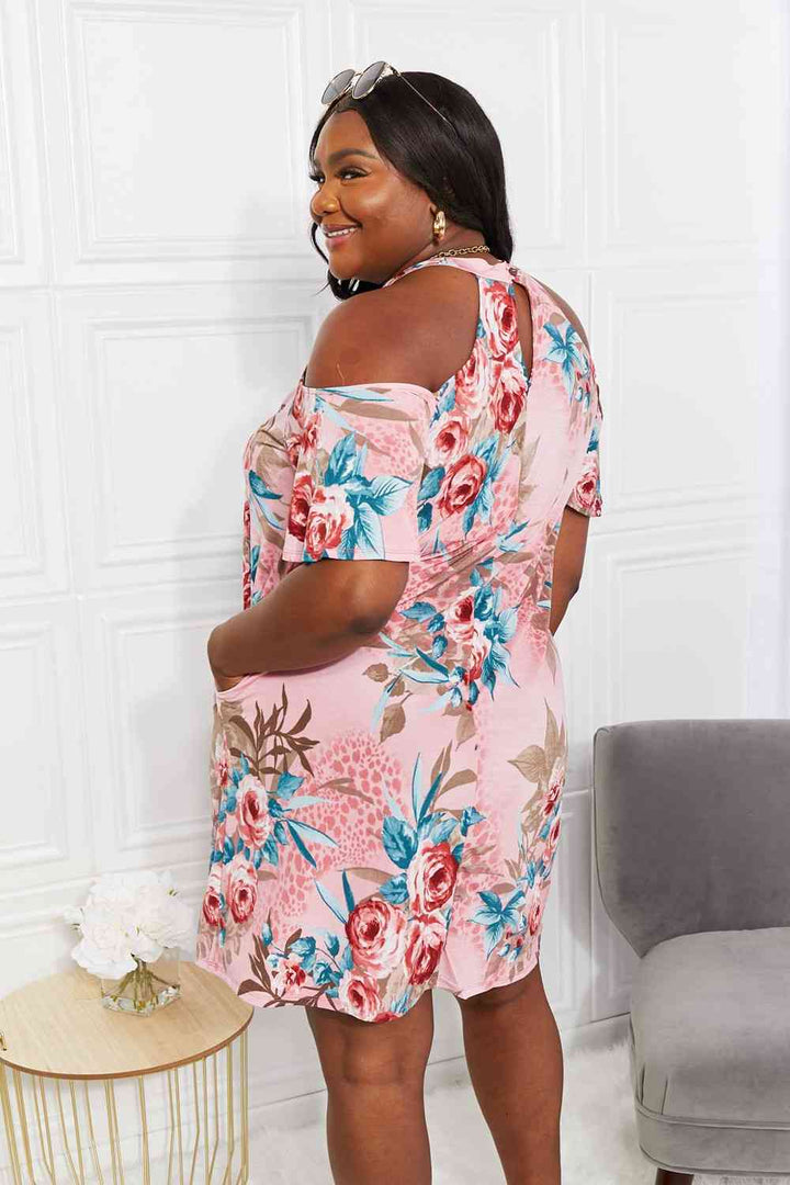 Sew In Love Full Size Fresh-Cut Flowers Cold-Shoulder Dress | 1mrk.com