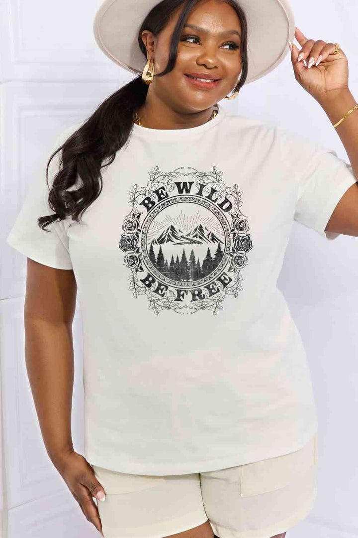 Simply Love Full Size BE WILD BE FREE Graphic Cotton T-Shirt | 1mrk.com