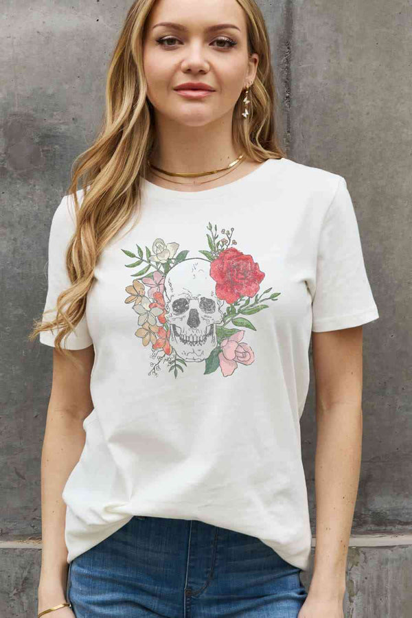 Simply Love Simply Love Full Size Skull Graphic Cotton Tee | 1mrk.com