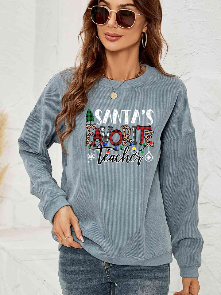 SANTA'S FAVORITE TEACHER Graphic Sweatshirt |1mrk.com