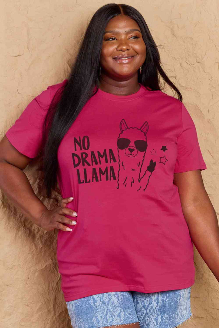 Simply Love Full Size NO DRAMA LLAMA Graphic Cotton Tee | 1mrk.com