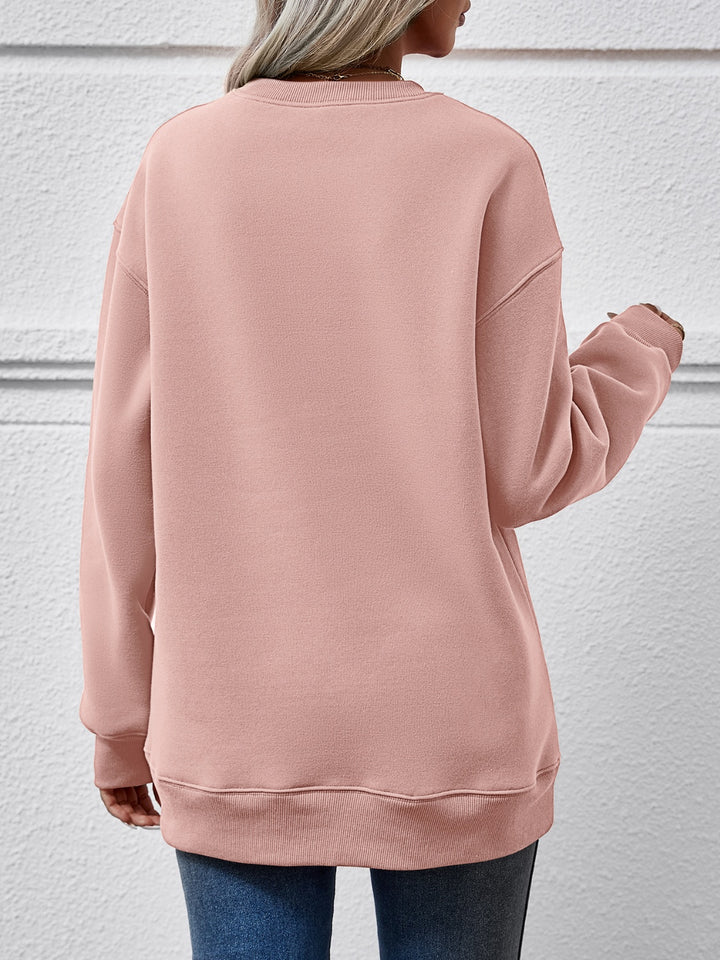 Letter Graphic Round Neck Long Sleeve Sweatshirt | Trendsi