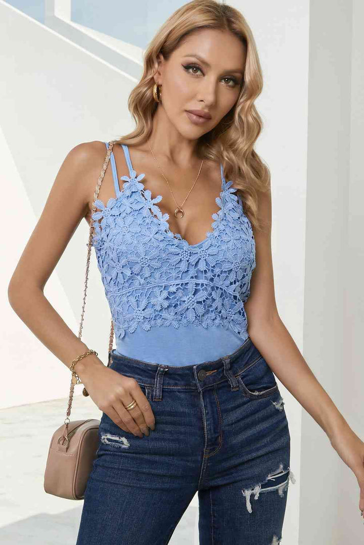 Lace Double Spaghetti Strap Cami Top | 1mrk.com