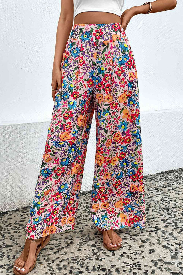 Floral Print Wide Leg Long Pants | 1mrk.com