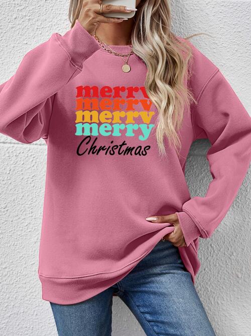 MERRY CHRISTMAS Graphic Long Sleeve Sweatshirt |1mrk.com