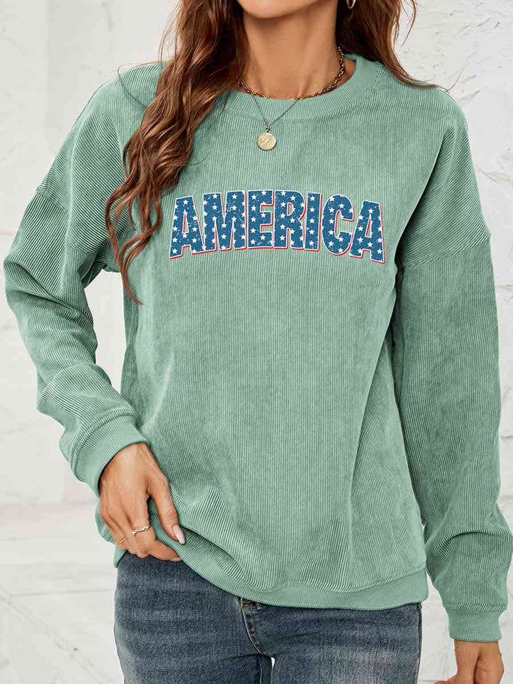 AMERICA Graphic Dropped Shoulder Sweatshirt |1mrk.com