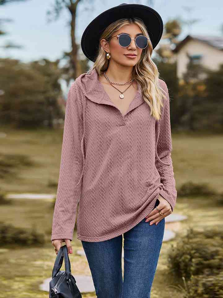 Cable-Knit Hooded Blouse |1mrk.com