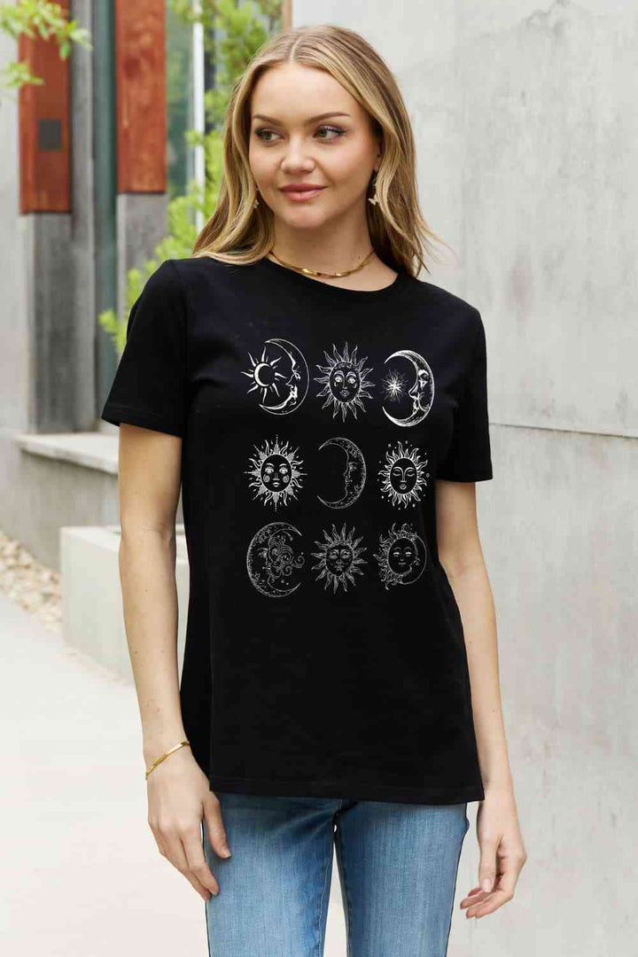 Simply Love Simply Love Full Size Sun and Moon Graphic Cotton Tee | 1mrk.com