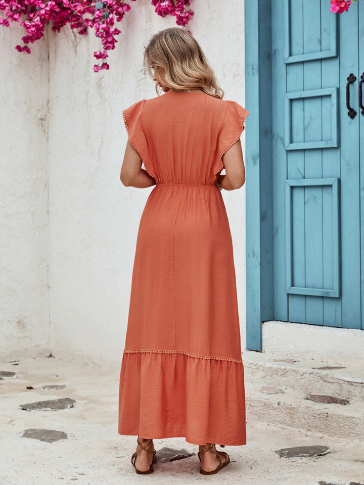 Ruffled Surplice Cap Sleeve Dress | Trendsi