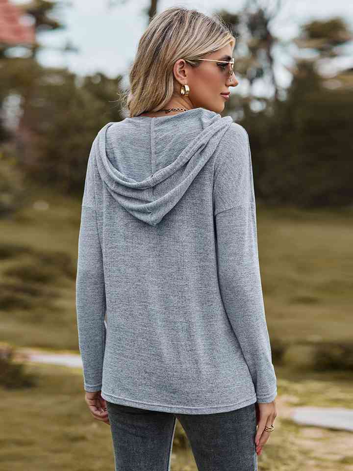 Dropped Shoulder Hooded Blouse |1mrk.com