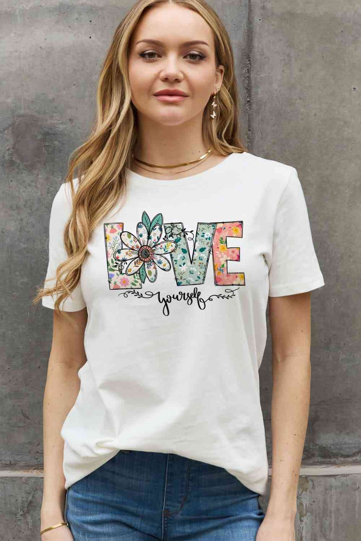 Simply Love Full Size LOVE YOURSELF Graphic Cotton Tee | 1mrk.com