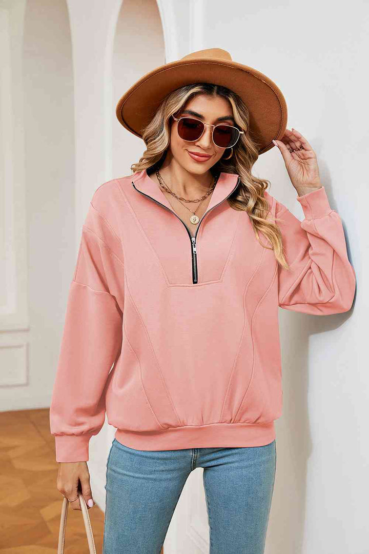 Half-Zip Dropped Shoulder Sweatshirt |1mrk.com