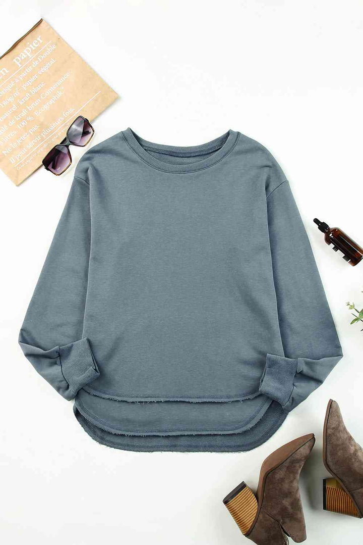 Side Slit Drop Shoulder Sweatshirt |1mrk.com