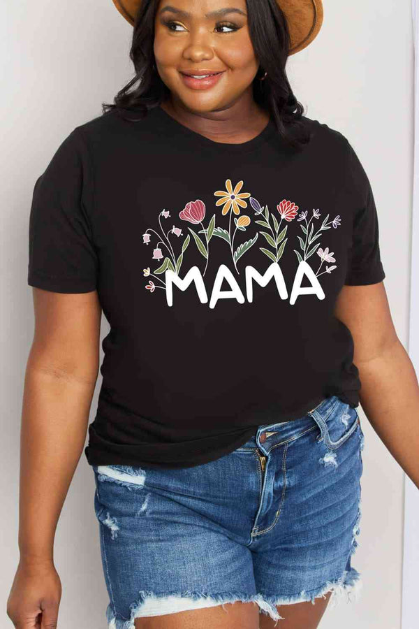 Simply Love Full Size MAMA Flower Graphic Cotton Tee | 1mrk.com