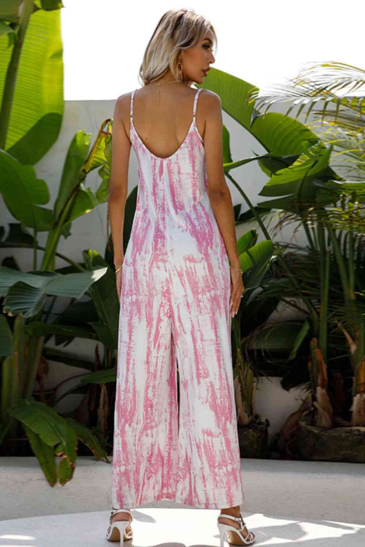 Tie-Dye Spaghetti Strap Jumpsuit with Pockets | 1mrk.com