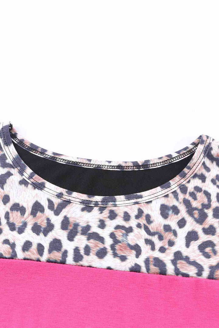 Leopard Color Block Short Sleeve Tee | 1mrk.com