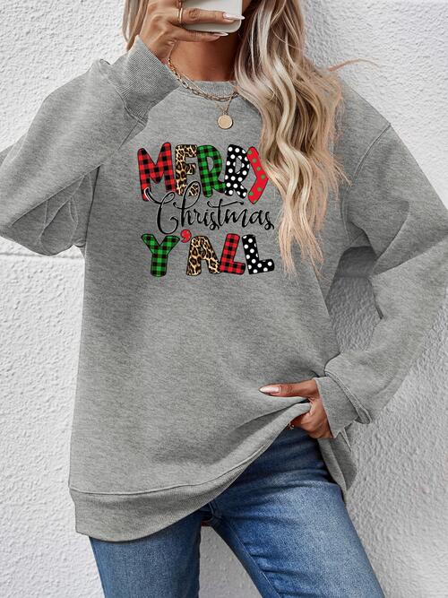 Letter Graphic Round Neck Long Sleeve Sweatshirt | Trendsi