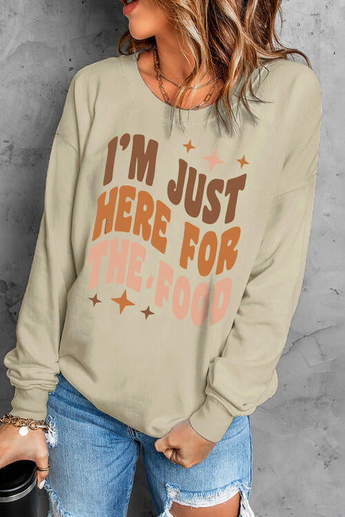 Letter Graphic Round Neck Sweatshirt |1mrk.com