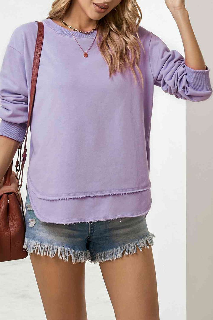 Side Slit Drop Shoulder Sweatshirt |1mrk.com